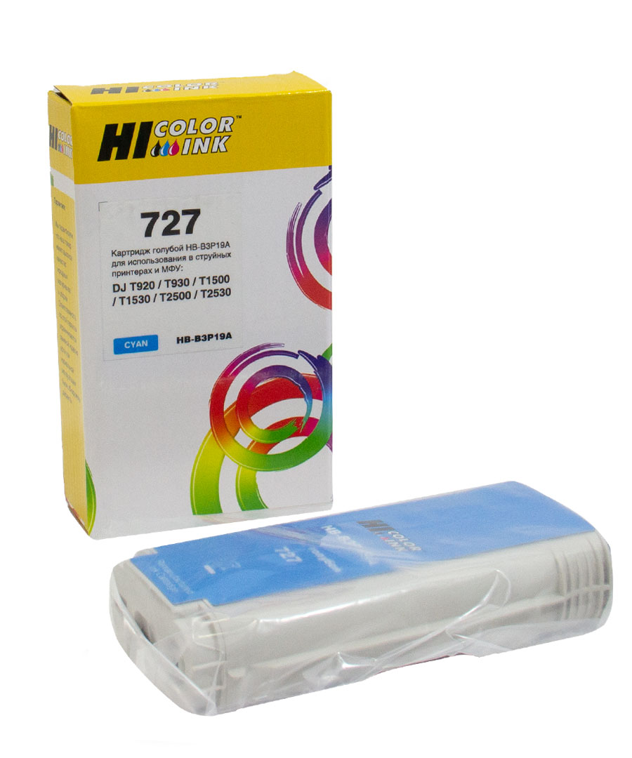 Картридж Hi-Black (B3P19A) для HP DJ T920/T1500, Cyan, №727, 130 мл (Hi-Black)
