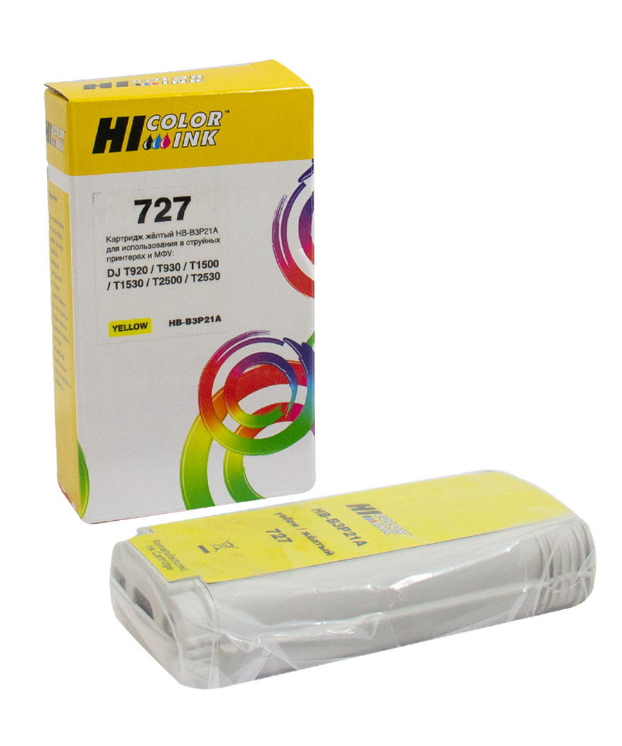 Картридж Hi-Black (B3P21A) для HP DJ T920/T1500, Yellow, №727, 130 мл (Hi-Black)