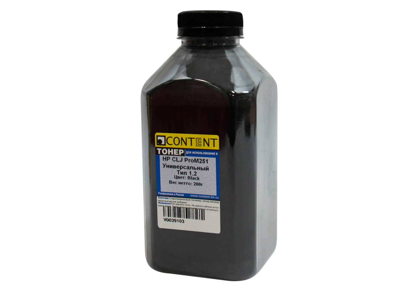 Тонер Content Универсальный для HP CLJ ProM251, Тип 1.2, Bk, 200 г, банка (Content)