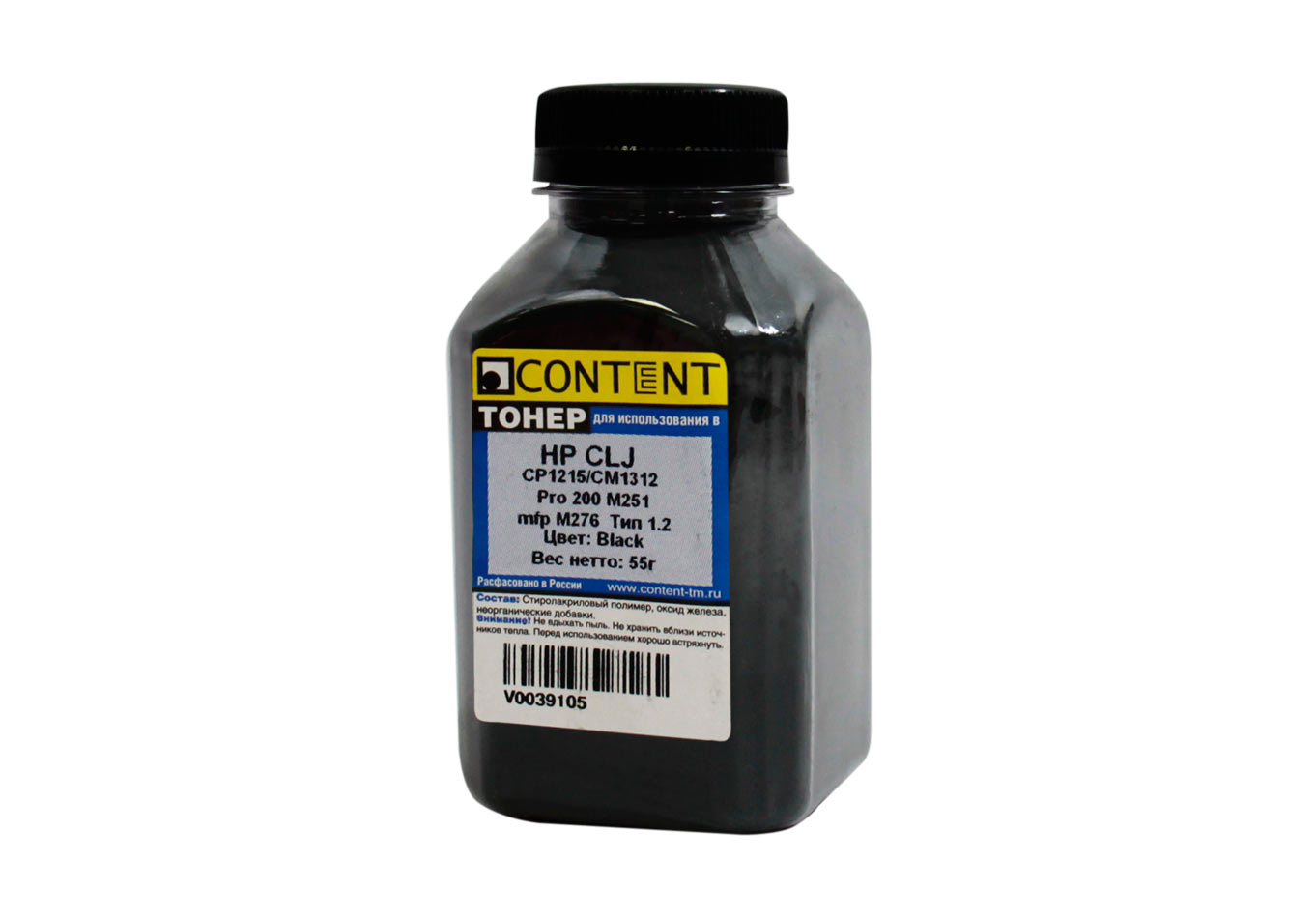 Тонер Content для HP CLJ CP1215/CM1312/Pro 200 M251/mfp M276, Тип 1.2, Bk, 55 г, банка (Content)