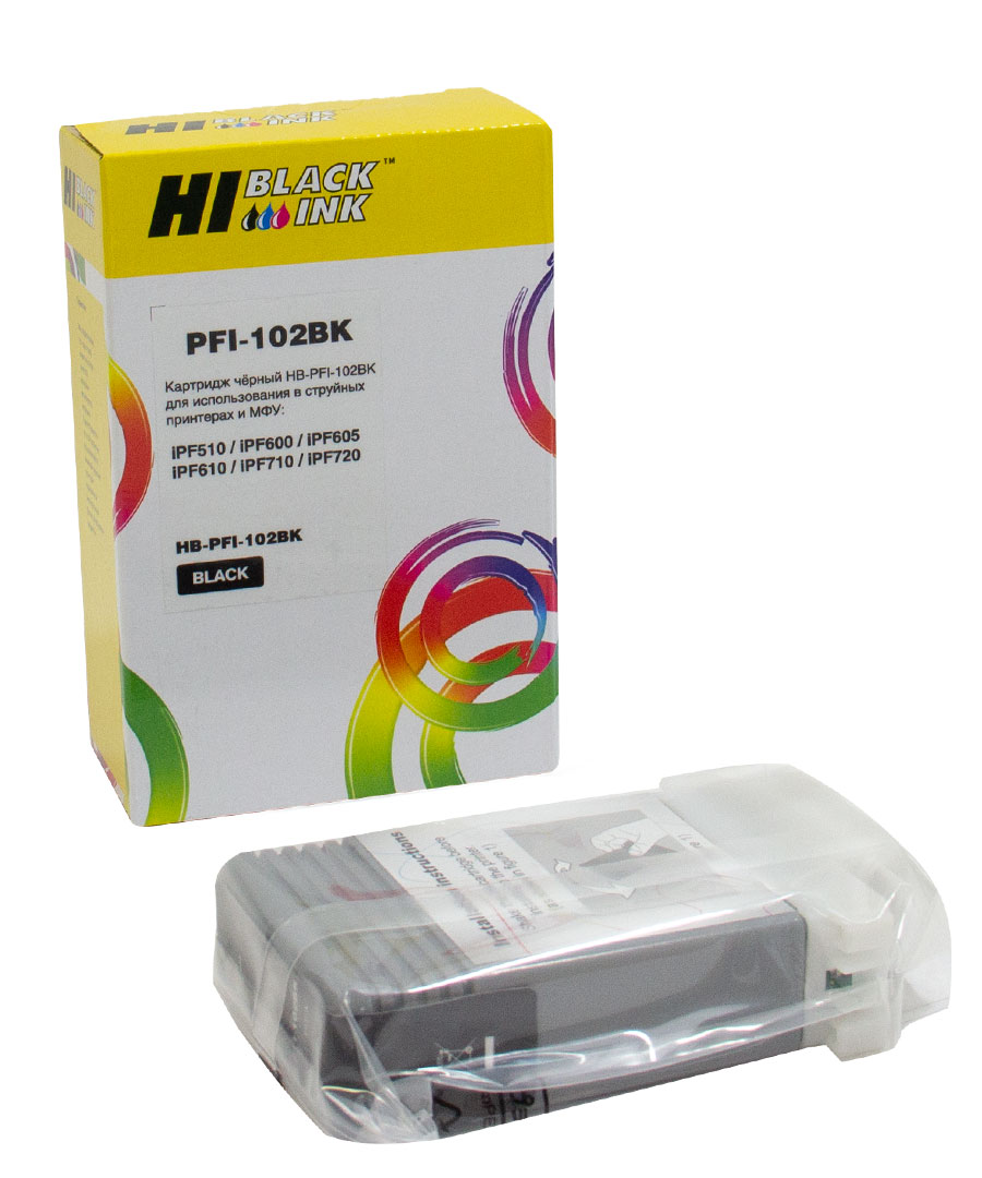 Картридж Hi-Black (HB-PFI-102Bk) для Canon IPF-510/600/710, Bk (Hi-Black)