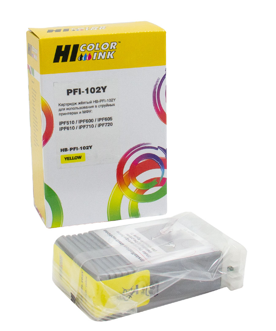 Картридж Hi-Black (HB-PFI-102Y) для Canon IPF-510/600/710, Y (Hi-Black)