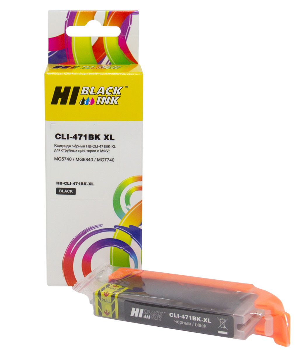 Картридж Hi-Black (CLI-471XLBK) для Canon CMG5740/MG6840/MG7740, Bk (Hi-Black)