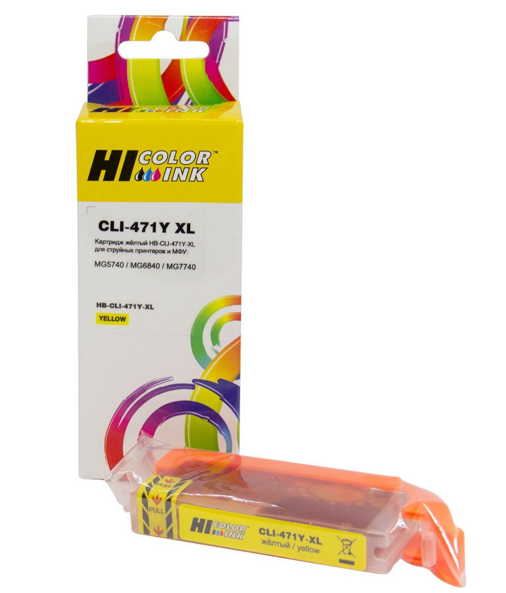 Картридж Hi-Black (CLI-471XLY) для Canon MG5740/MG6840/MG7740, Yellow (Hi-Black)