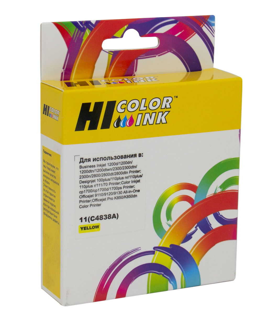 Картридж Hi-Black (HB-C4838A) для HP DJ 2000C/CN/2500C/2200/2250/500/800, №11, Y (Hi-Black)