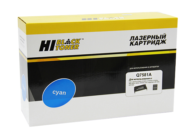 Картридж Hi-Black (HB-Q7581A) для HP CLJ 3800/CP3505/Canon MF8450, Восстановленный, C, 6K (Hi-Black)