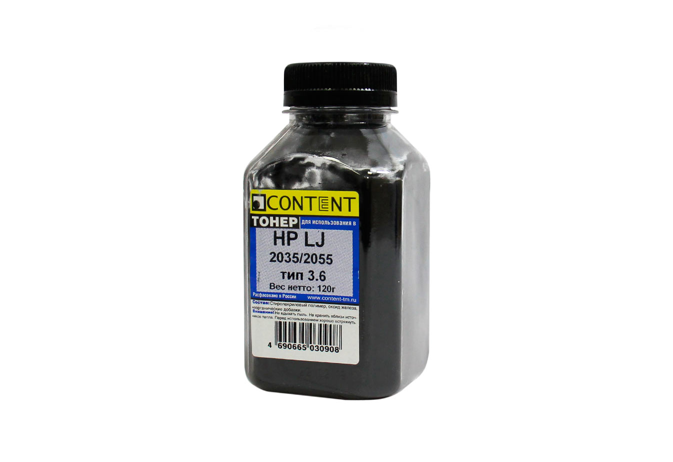 Тонер Content для HP LJ P2035/2055, Тип 3.6, Bk, 120 г, банка (Content)