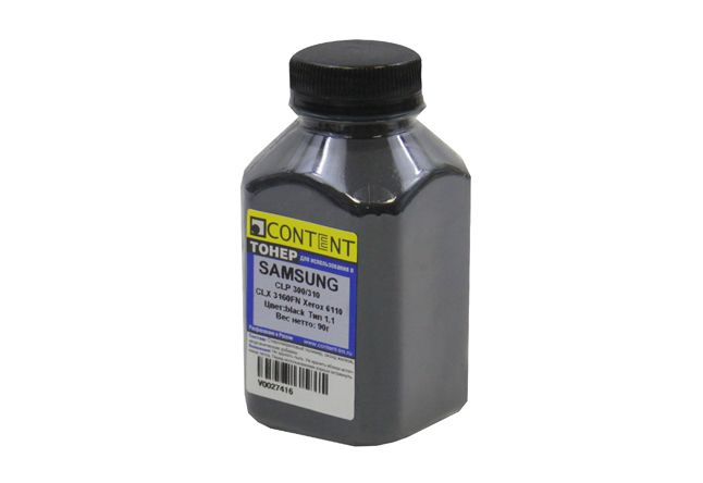Тонер Content для Samsung CLP-300, Тип 1.1, Bk, 90 г, банка (Content)