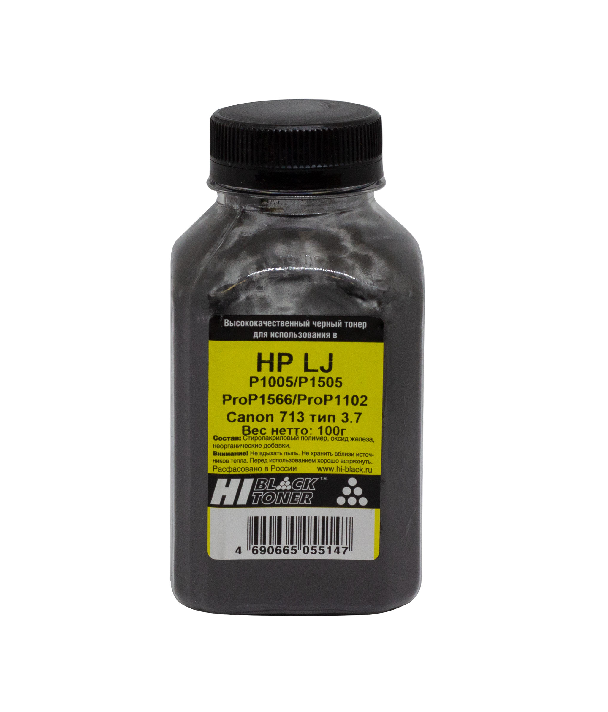 Тонер Hi-Black для HP LJ P1005/P1505/ProP1566/ProP1102/Canon713, Тип 3.7, Bk, 100 г, банка (Hi-Black)