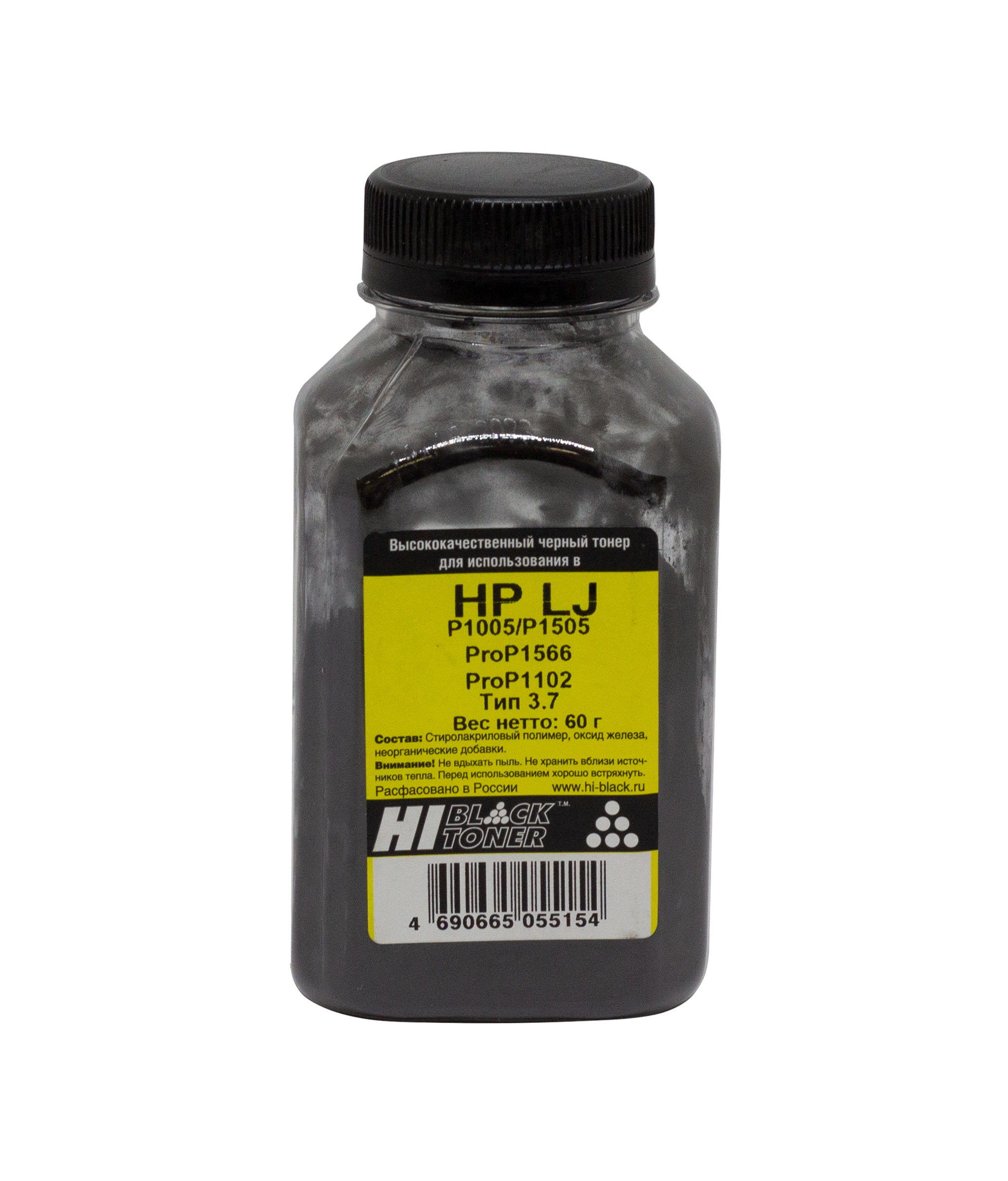 Тонер Hi-Black для HP LJ P1005/P1505/ProP1566/ProP1102, Тип 3.7, Bk, 60 г, банка (Hi-Black)