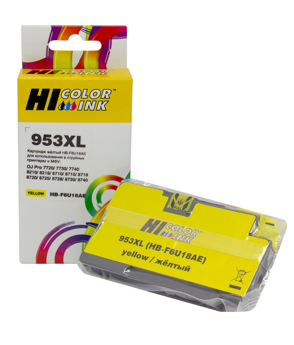 Картридж Hi-Black (HB-F6U18AE) для HP OJP 8710/8715/8720/8730/8210/8725 №953XL, NEW, Y (Hi-Black)